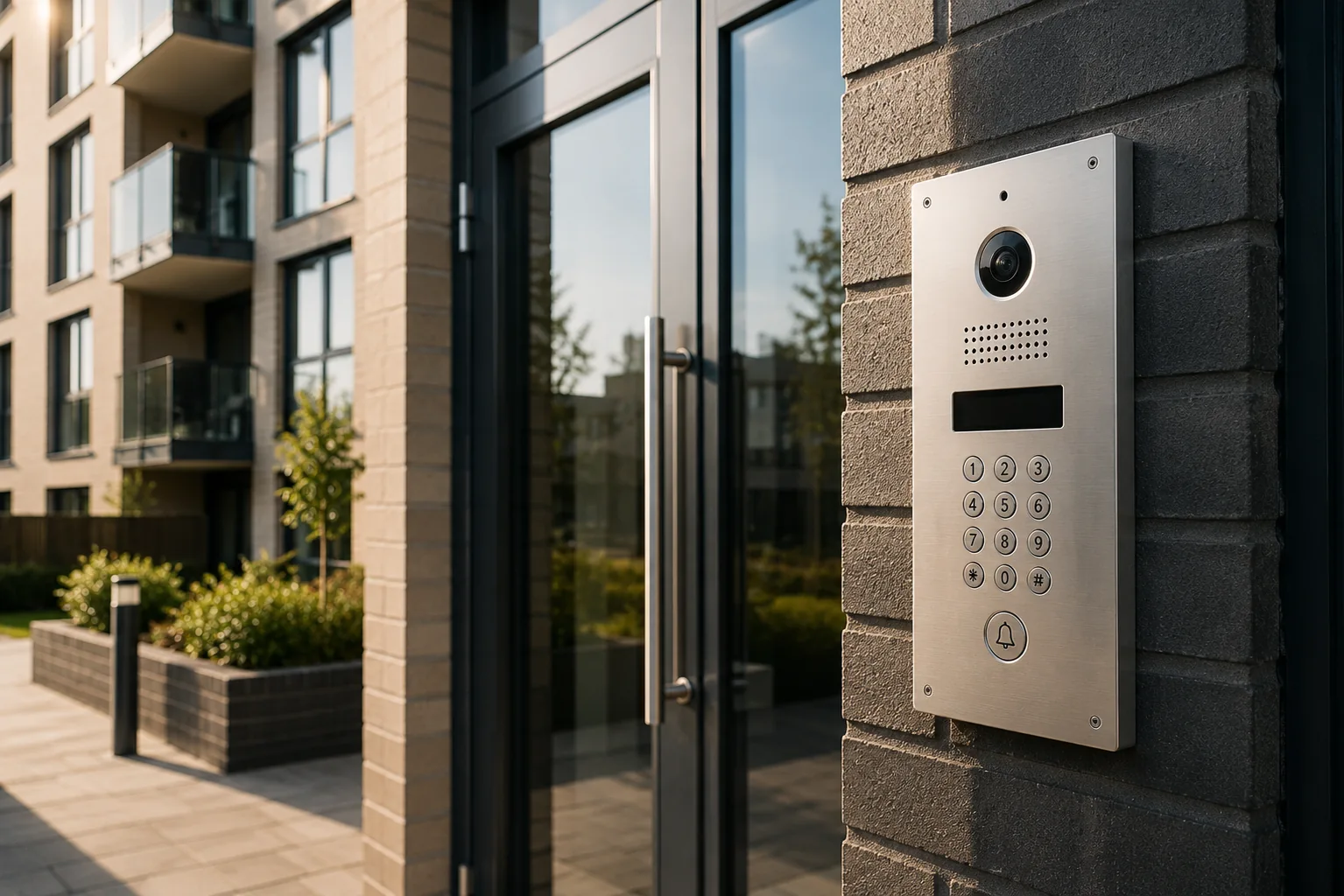 Modern video intercom at entrance